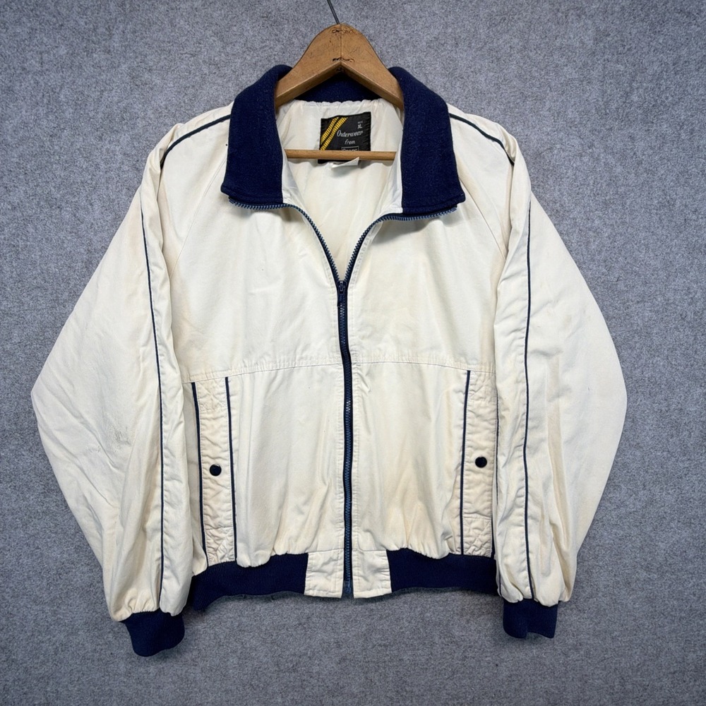 Vintage Sears Beige Full Zip Men's Light Jacket XL Bomber
